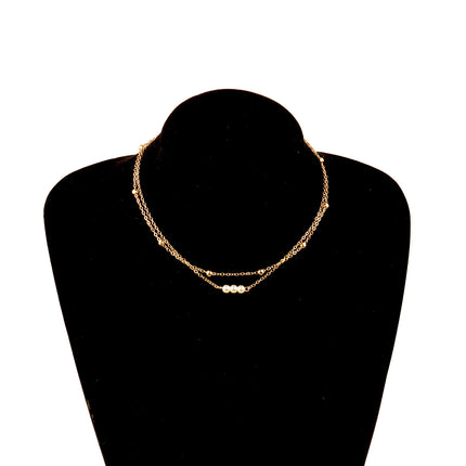 Double Layered Pearl Bead Necklace Jewelry - FASHION SHEGOODS LLC