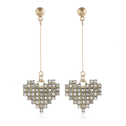 Love Heart Rhinestone Paved Stud Earrings
