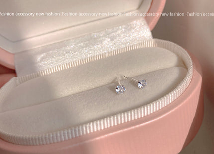 Round Crystal Zircon Stud Earrings