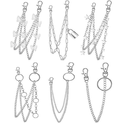 Punk Rock Layered Chain Belts Metal Keychains