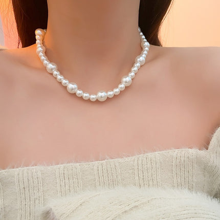 Chain Handmade White Multi-Layer Pearl Wedding Necklace