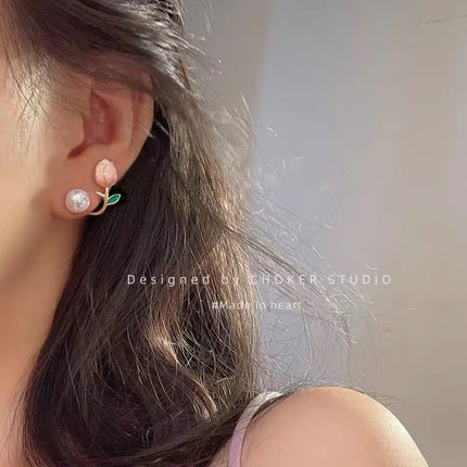 Pink Tulip Earrings