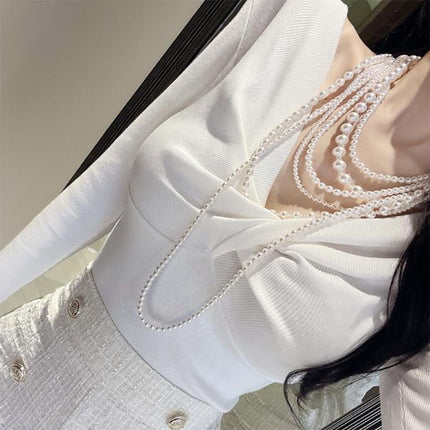 Long Beaded Layer Pearl Necklace - FASHION SHEGOODS LLC