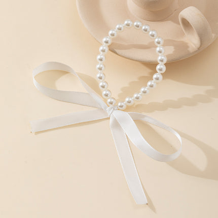 Long Bow Collarbone Chain Necklace DIY Lace up Velvet Pearl Necklace - FASHION SHEGOODS LLC