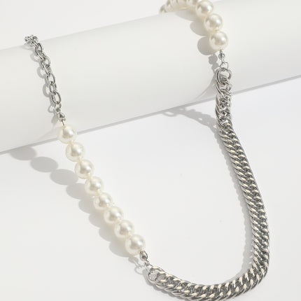Fashion Pearl Necklace Chunky Cuban Chain
