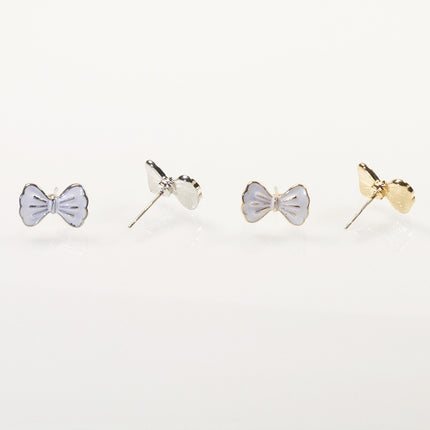 White Bow Stud Earrings