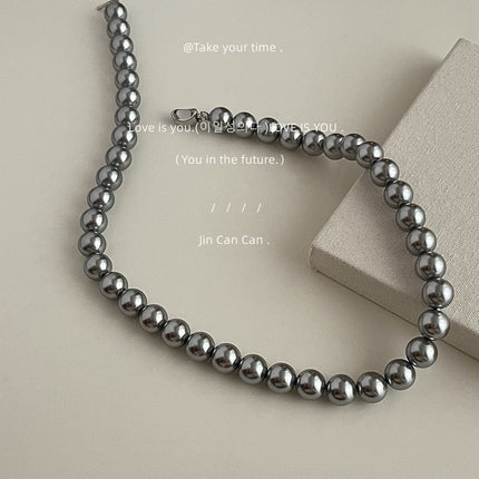 Gray Pearl Necklace Wedding Pearl Necklace for Brides - FASHION SHEGOODS LLC