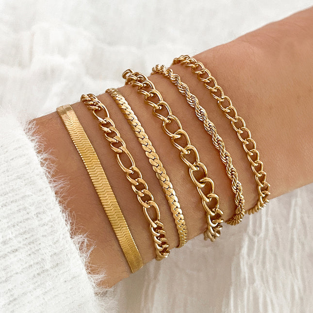 Custom Flat Snake Cuban Chain Fashion Jewelry Bracelet