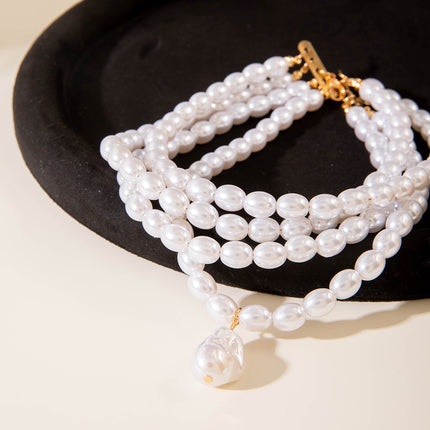 Multilayer Necklace Simple Pearl Choker Elegance Bridal Wedding Jewelry - FASHION SHEGOODS LLC