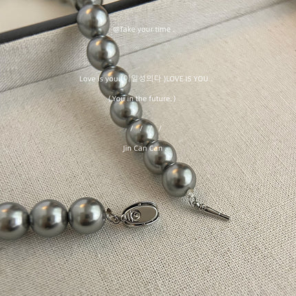 Gray Pearl Necklace Wedding Pearl Necklace for Brides - FASHION SHEGOODS LLC