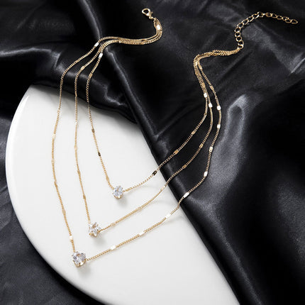 Multi-layered Pentagram Love Drop Pendant Chain Necklace
