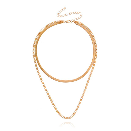 Herringbone Rope Twist Double Chain Layered Necklace
