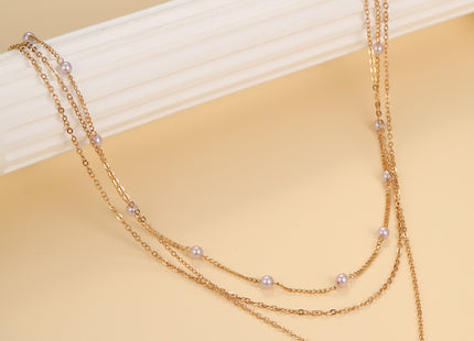 Alloy Heart Necklace Double Layer Fashion Chain Pearl Necklace