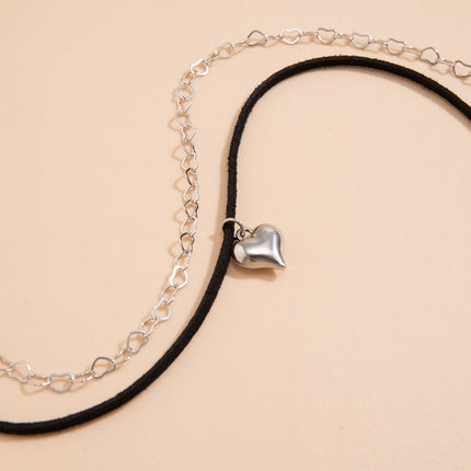 Jewelry Heart Pendant Black Short Choker Necklaces