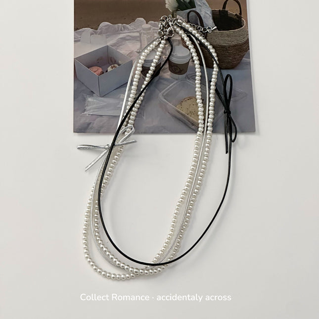 Fashion Beaded BowKnot Necklace Lovely Pearl Chokers Necklace