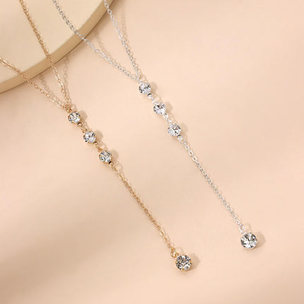 Long Chain Zircon Charm Necklace for Women