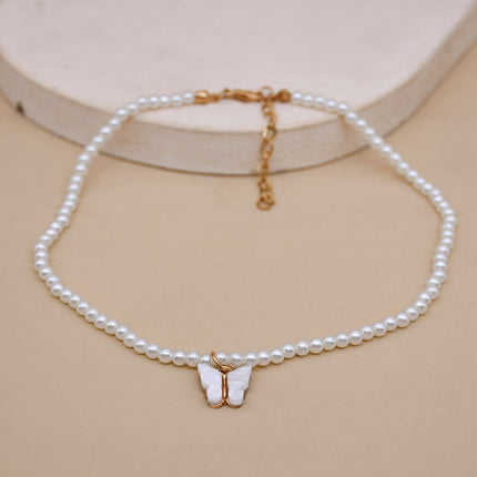Opal Necklace butterfly Pendant Fashion Pearl Necklace - FASHION SHEGOODS LLC