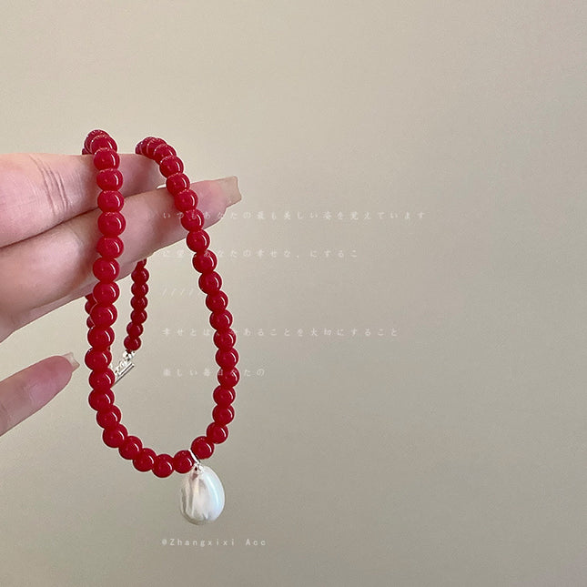 Glass Bead Drop Necklace - FASHION SHEGOODS LLC