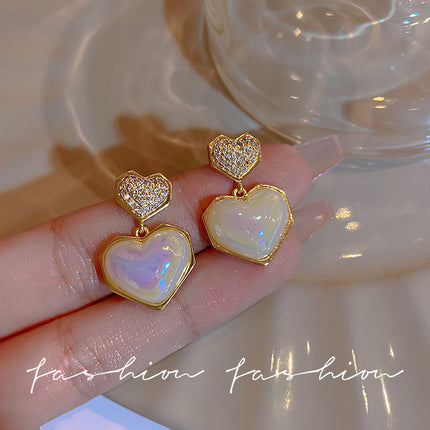 Heart Pearl Charm Drop Earring Earrings