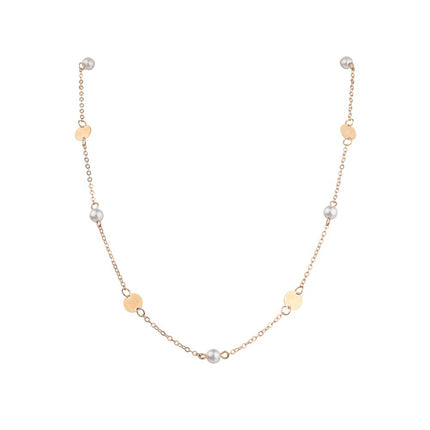 Pearl Disc Chain Necklace