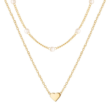 Pearl Chain Necklace Love Heart Pendant