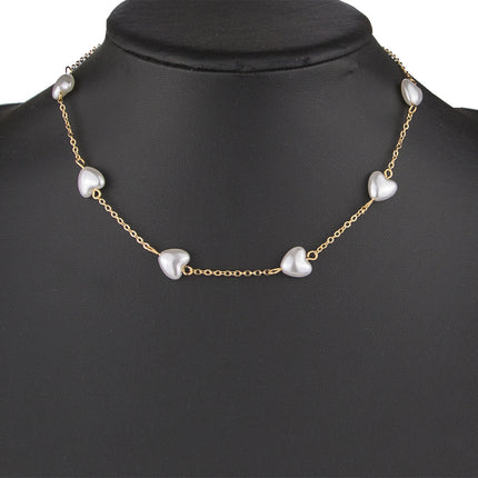 Gothic Baroque Pearl Heart Choker Necklace