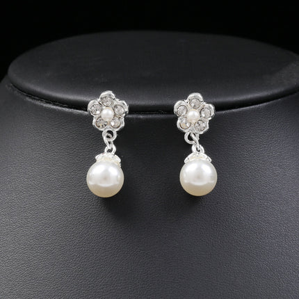 Rhinestone Pearl Wedding Jewelry Set for Bride Bridesmaid