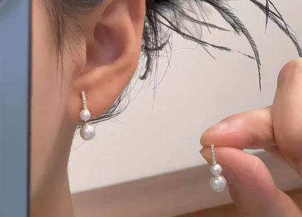 Rhinestone Pearl Tassel Earrings