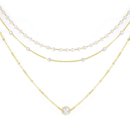 Pearl Pendant Multi-layer Necklace Stylish Women
