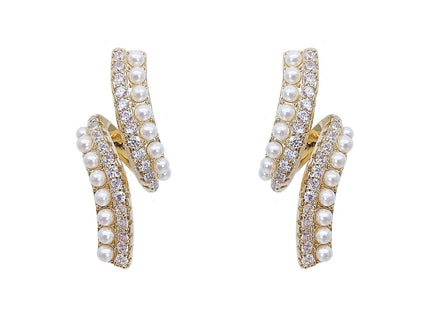 Twisted Rhinestones Pearl Earring