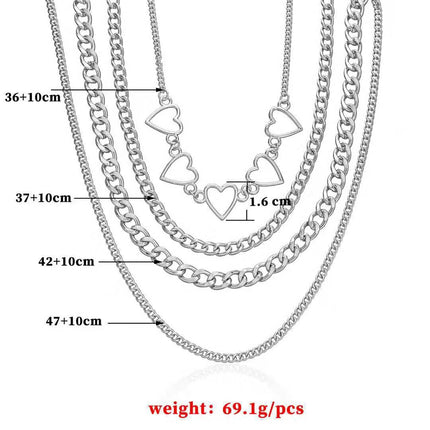 Geometric Chain Choker Necklace Hollow Heart - FASHION SHEGOODS LLC