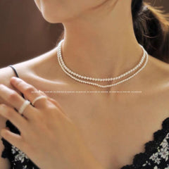 Vintage Layered Pearl Choker Necklace Double Strand Pearl Necklace - FASHION SHEGOODS LLC