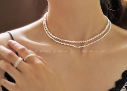 Vintage Layered Pearl Choker Necklace Double Strand Pearl Necklace