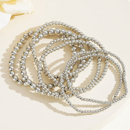 Metallic round beads layer bracelet