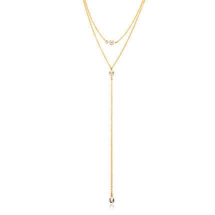 White Crystal Chain Necklace for Women