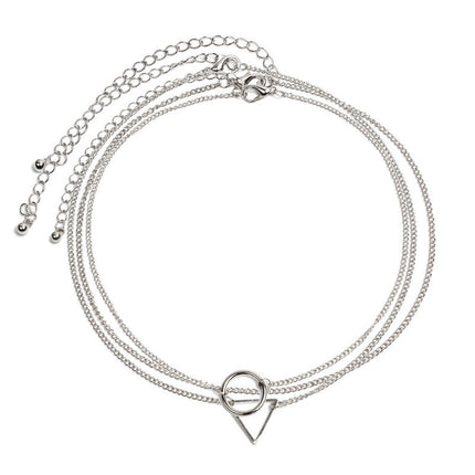 Layer Chain Geometric Choker Necklace