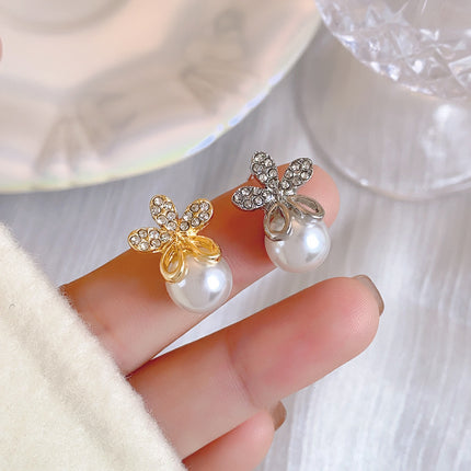 Five-Petal Flower Pearl Drop Earrings - FASHION SHEGOODS LLC