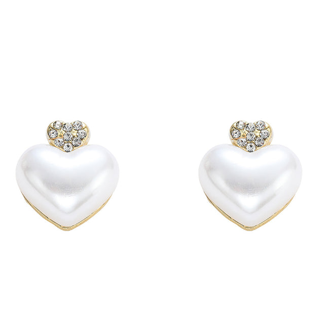 Peach Heart Pearl Earrings