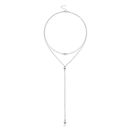 White Crystal Chain Necklace for Women