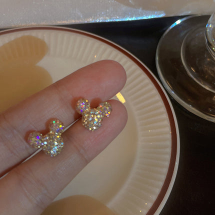 Full Rhinestone Mouse Stud Earrings - FASHION SHEGOODS LLC