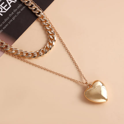 Double Layered Heart Pendant Necklace