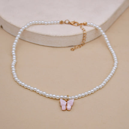 Opal Necklace butterfly Pendant Fashion Pearl Necklace - FASHION SHEGOODS LLC