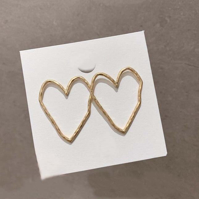 Metal Hollow Heart Stud Earrings Woman - FASHION SHEGOODS LLC