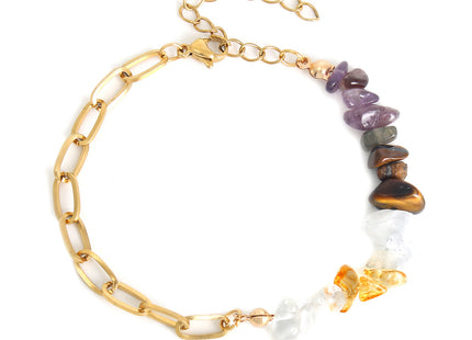 Colorful Irregular Natural Crystal Charm Bracelet
