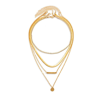 Multi Layer Rhinestone Chain Necklace Set - FASHION SHEGOODS LLC