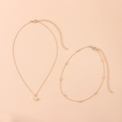 Moon Charm Double Layer Necklace - FASHION SHEGOODS LLC