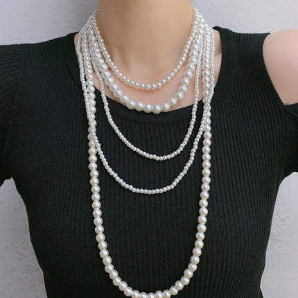 Ladies Multi Layer Necklace Pearl Bead Chain Design - FASHION SHEGOODS LLC