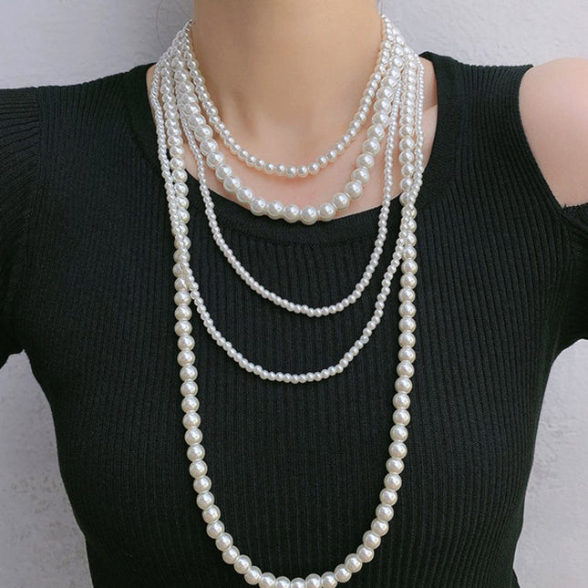 Ladies Multi Layer Necklace Pearl Bead Chain Design - FASHION SHEGOODS LLC