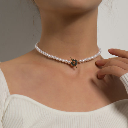Bohemian Style OT Buckle Flower Shape Pearl Choker Necklace