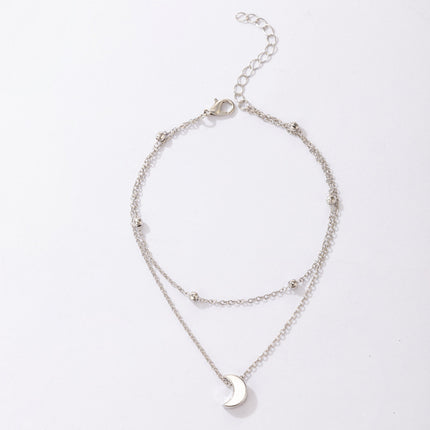 Bohemian Elegant Double Layer Beaded Moon Anklet Jewelry